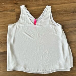 Lilly Pulitzer Florin Woven V-Neck Reversible Lined Tank Top Chiffon White XL